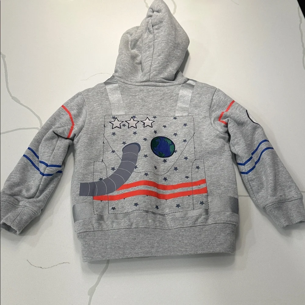 Mini Boden gray space astronaut fleece lined hooded sweatshirt size 2-3 ๐๐ง๐ผโ๐ - Picture 9 of 9